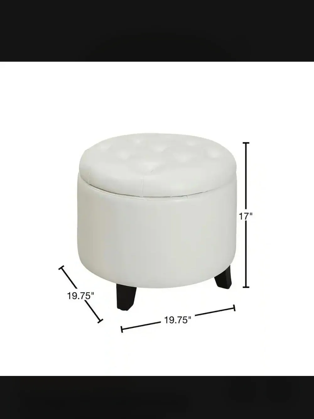Round Upholstered Ottoman in Light Gray